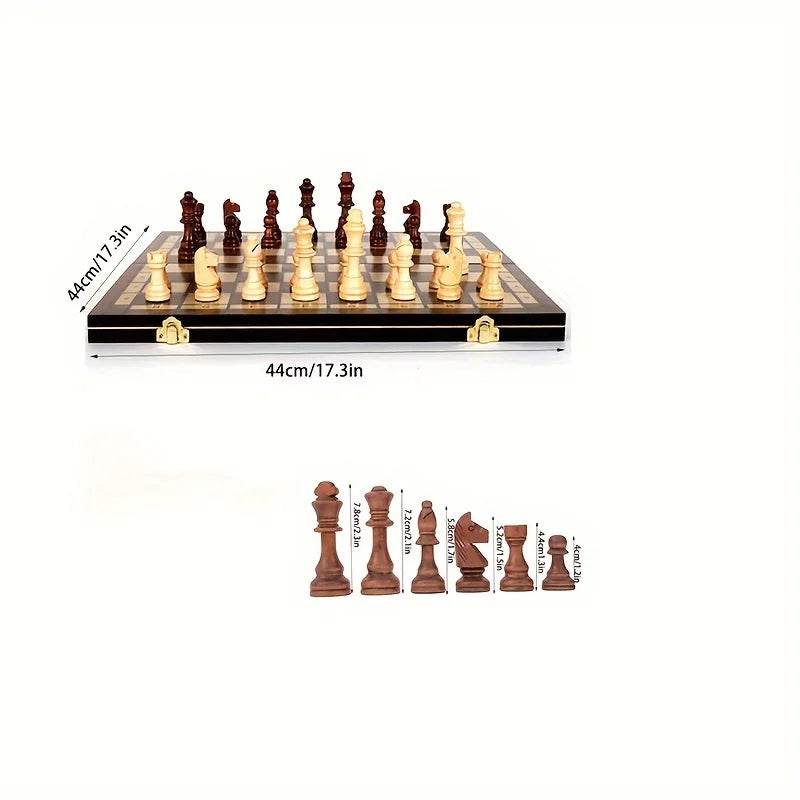 Premium Wooden Folding Chess Set with Felt Game Board for Adults and Family Game Nights - ToylandEU