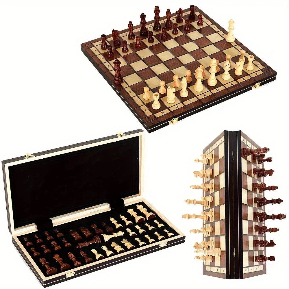 Premium Wooden Folding Chess Set with Felt Game Board for Adults and Family Game Nights - ToylandEU