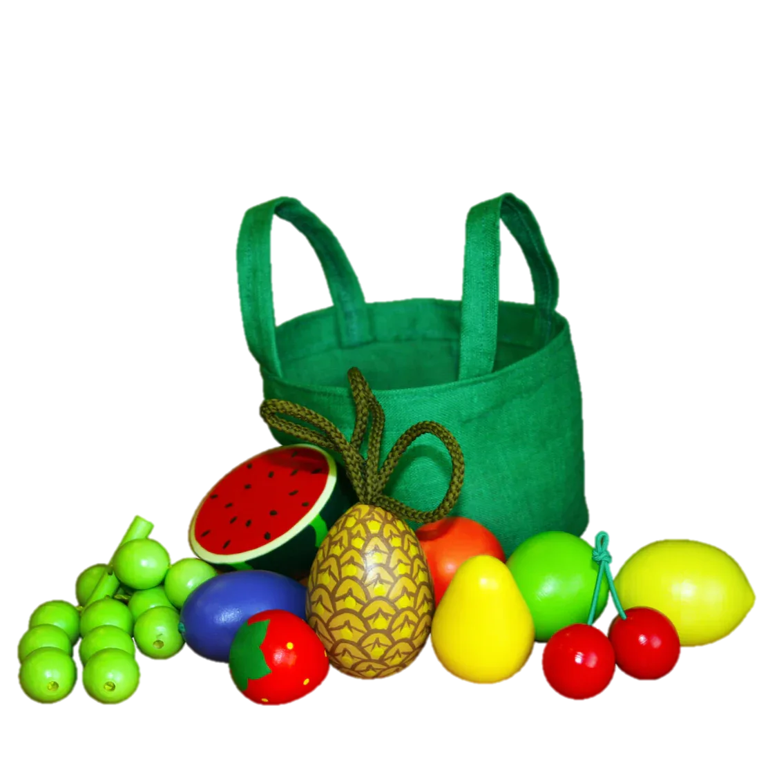 Premium Wooden Fruit Toys in Cloth Tote for Safe Play - ToylandEU