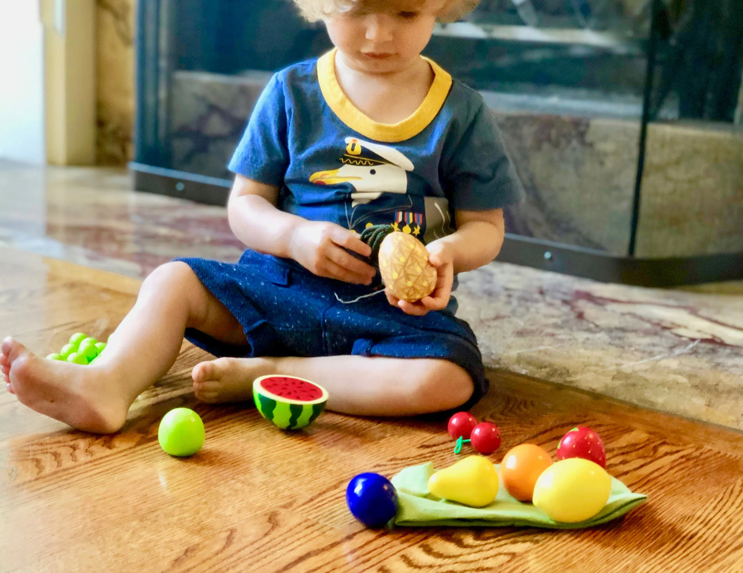 Premium Wooden Fruit Toys in Cloth Tote for Safe Play - ToylandEU