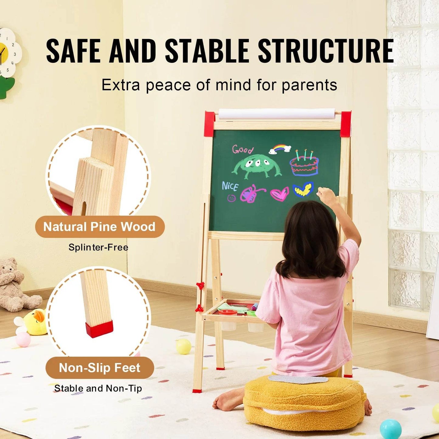 Premium Wooden Magnetic Drawing Board Double Sided For Kids - ToylandEU