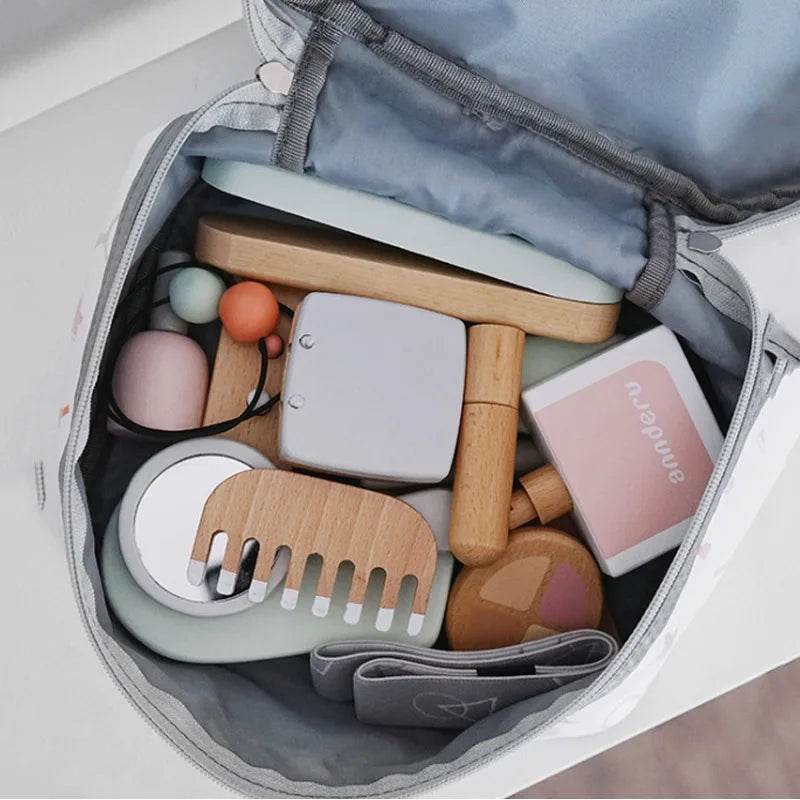 Premium Wooden Makeup Set for Kids with Hairdressing Simulation for Girls Aged 3 to 6 Years - ToylandEU