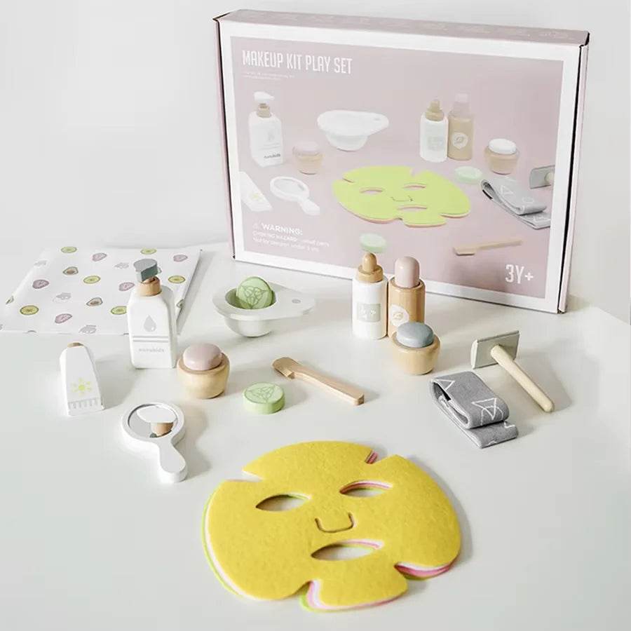 Premium Wooden Makeup Set with Hairdressing Simulation for Creative Girls Age 3 to 12 - ToylandEU