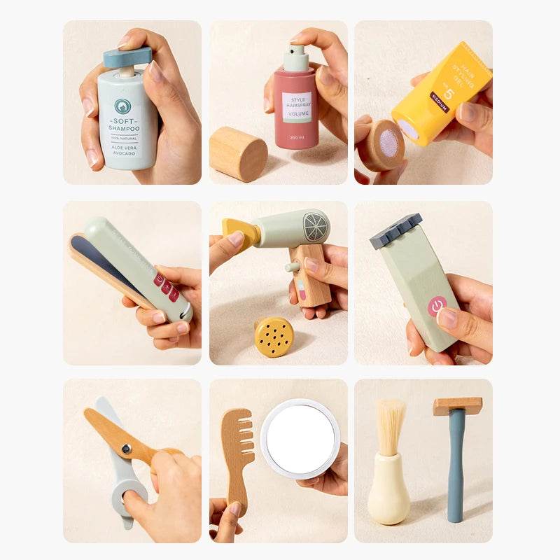 Premium Wooden Makeup Set with Hairdressing Simulation for Creative Pretend Play Girls Ages 3 to 12 - ToylandEU