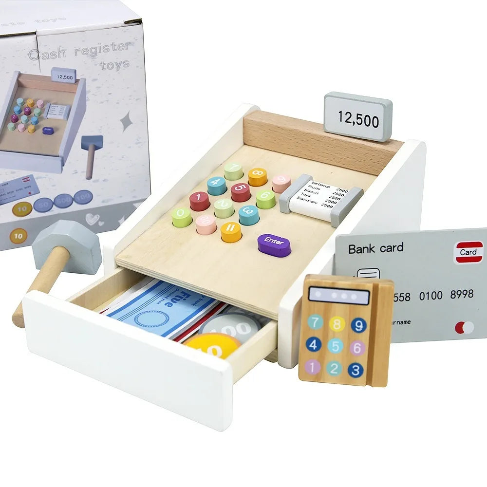 Premium Wooden Supermarket Checkout Counter Toy CE Certified For Kids Ages 3 To 12 - ToylandEU