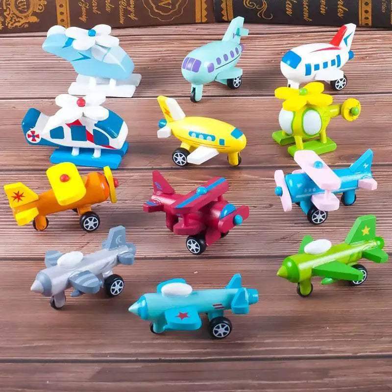  Premium Wooden Toys 12Pcs Mini Car Plane Toyland EU -  ToylandEU™