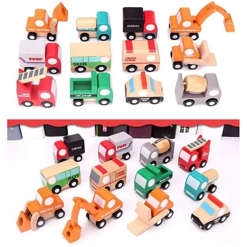  Premium Wooden Toys 12Pcs Mini Car Plane Toyland EU -  ToylandEU™