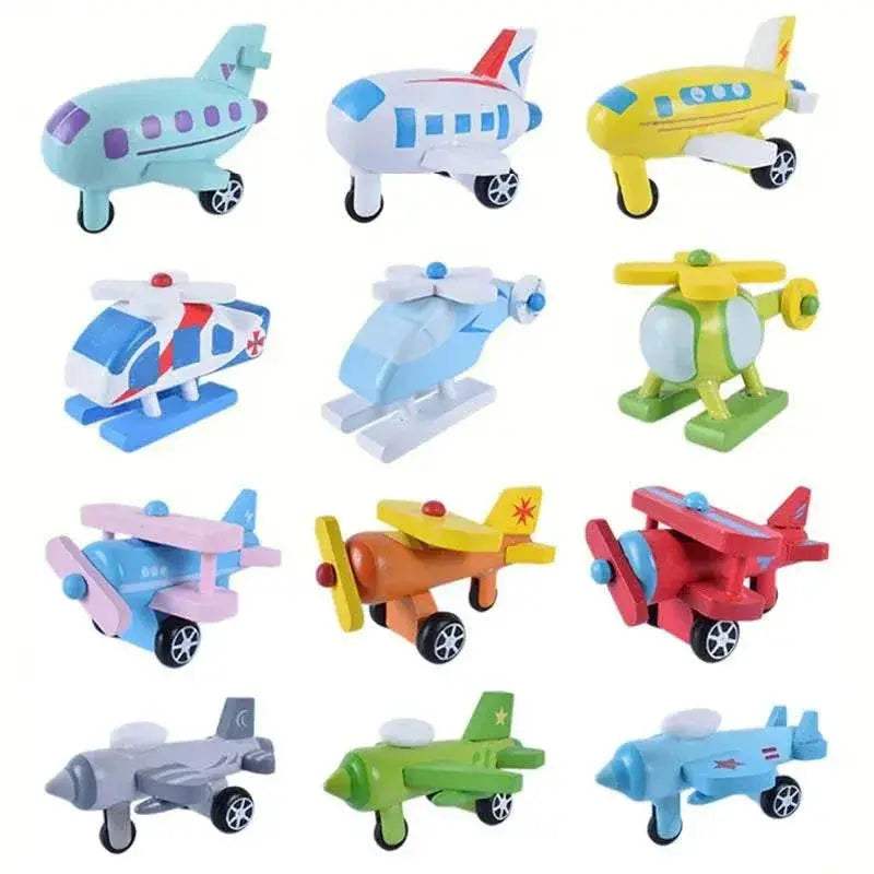  Premium Wooden Toys 12Pcs Mini Car Plane Toyland EU -  ToylandEU™