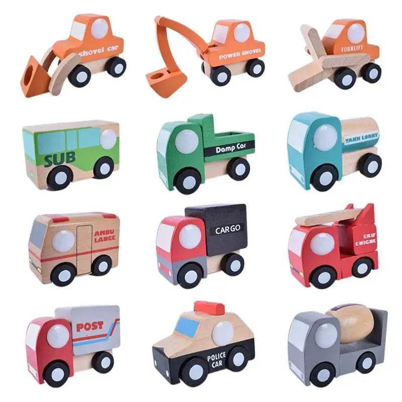  Premium Wooden Toys 12Pcs Mini Car Plane Toyland EU -  ToylandEU™