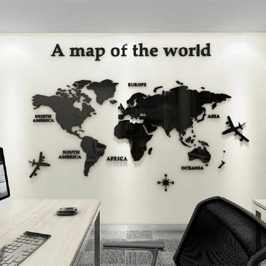 Premium World Map Wall Sticker 3D Acrylic For Living Room - ToylandEU