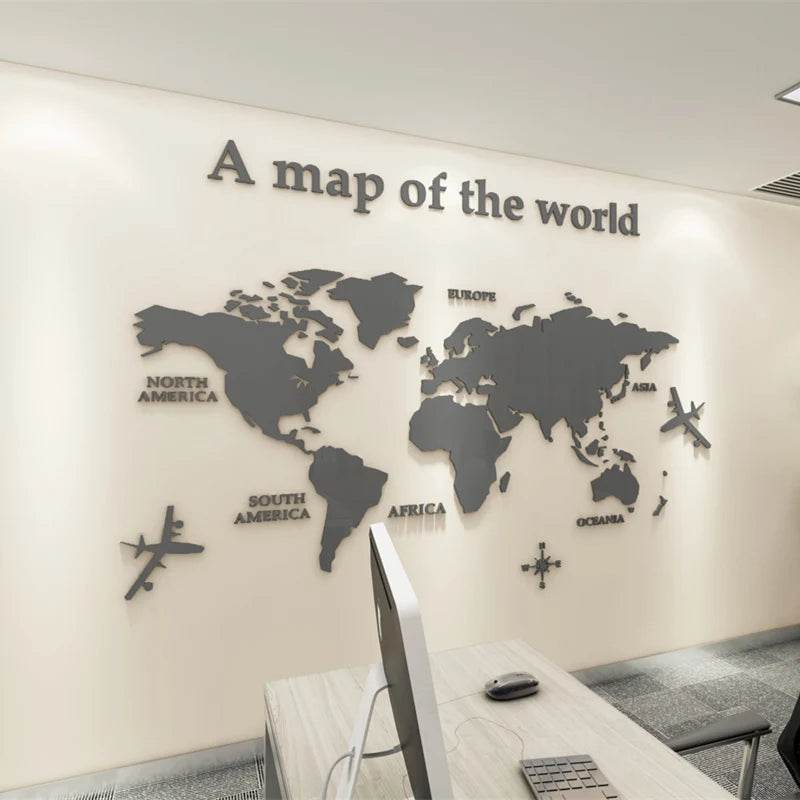 Premium World Map Wall Sticker 3D Acrylic For Living Room - ToylandEU
