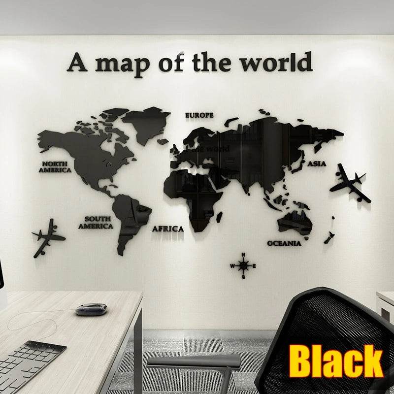 Premium World Map Wall Sticker 3D Acrylic For Living Room - ToylandEU