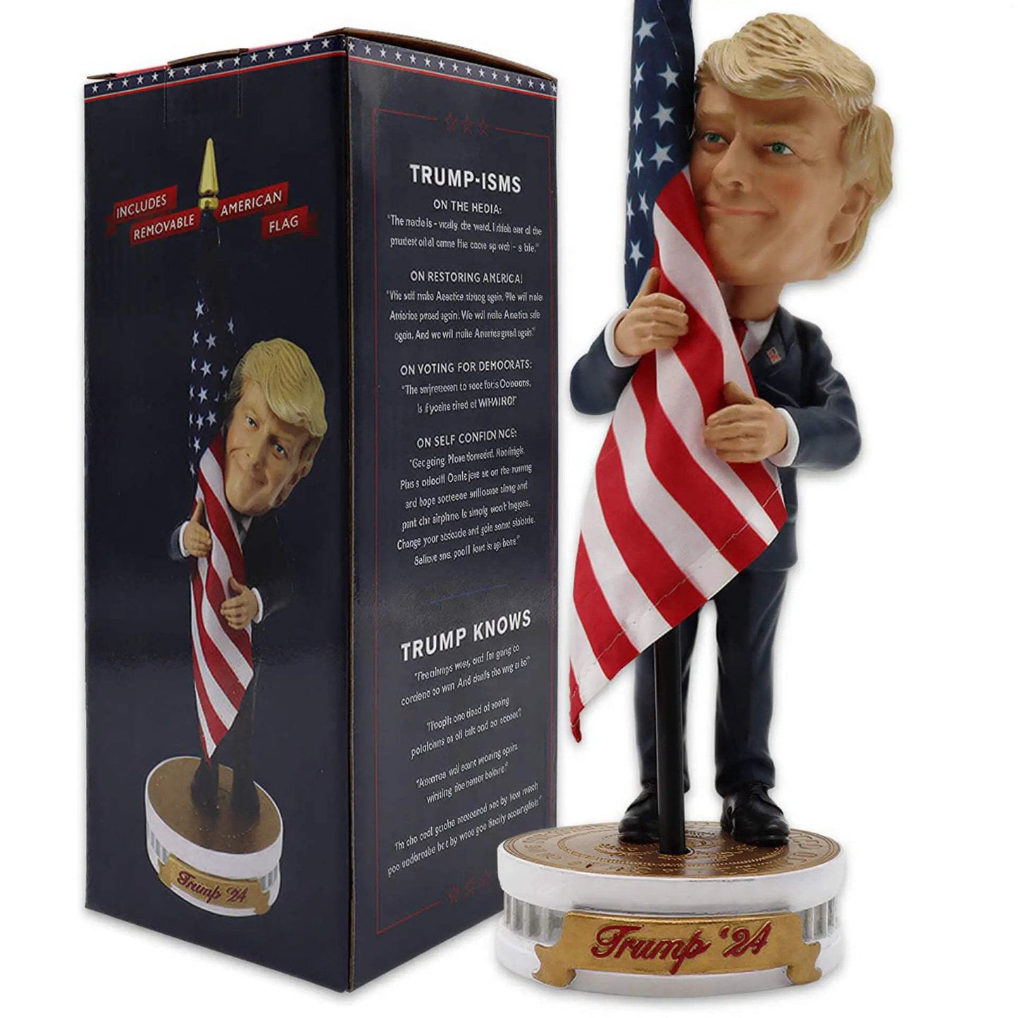 President Trump Bobblehead (Hugging the American Flag) - Proud Patriots