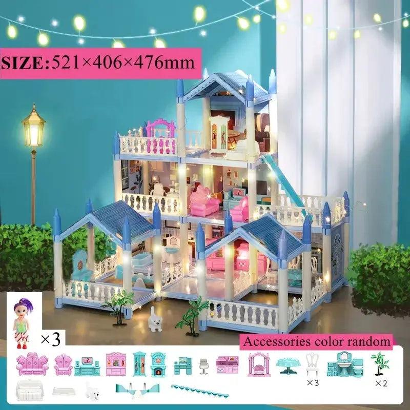  Princess Castle Doll House With Lights And DIY Blocks -  ToylandEU™