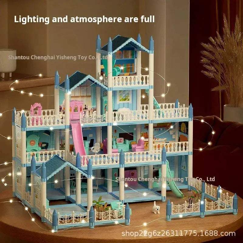 Princess Castle Doll House With Lights And DIY Building Blocks - ToylandEU