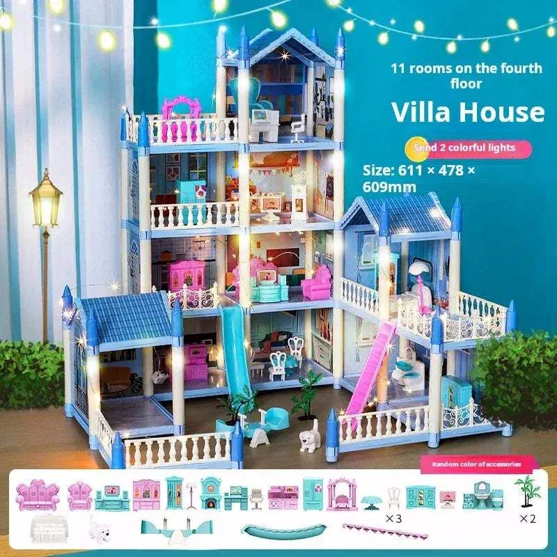 Princess Castle Doll House With Lights And DIY Building Blocks - ToylandEU