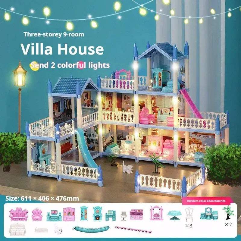 Princess Castle Doll House With Lights And DIY Building Blocks - ToylandEU