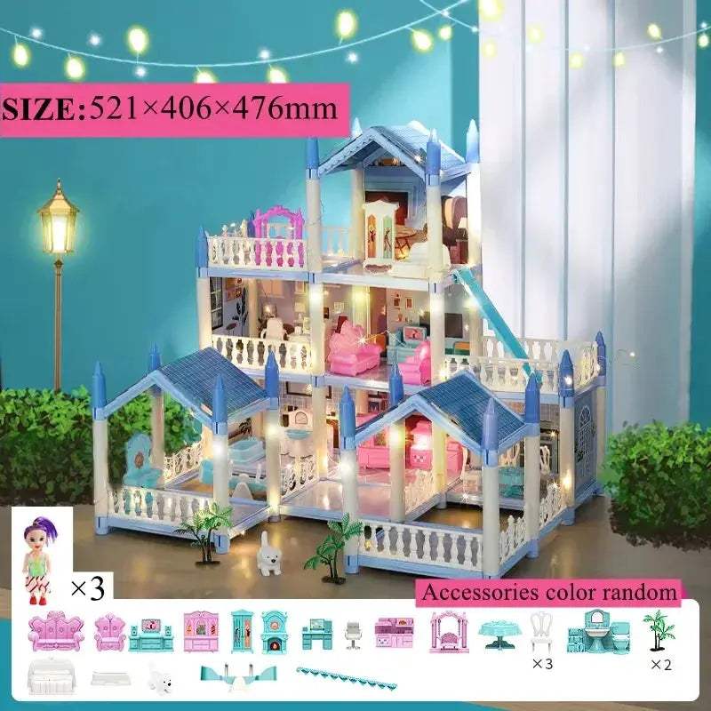 Princess Castle Doll House With Lights And DIY Building Blocks - ToylandEU