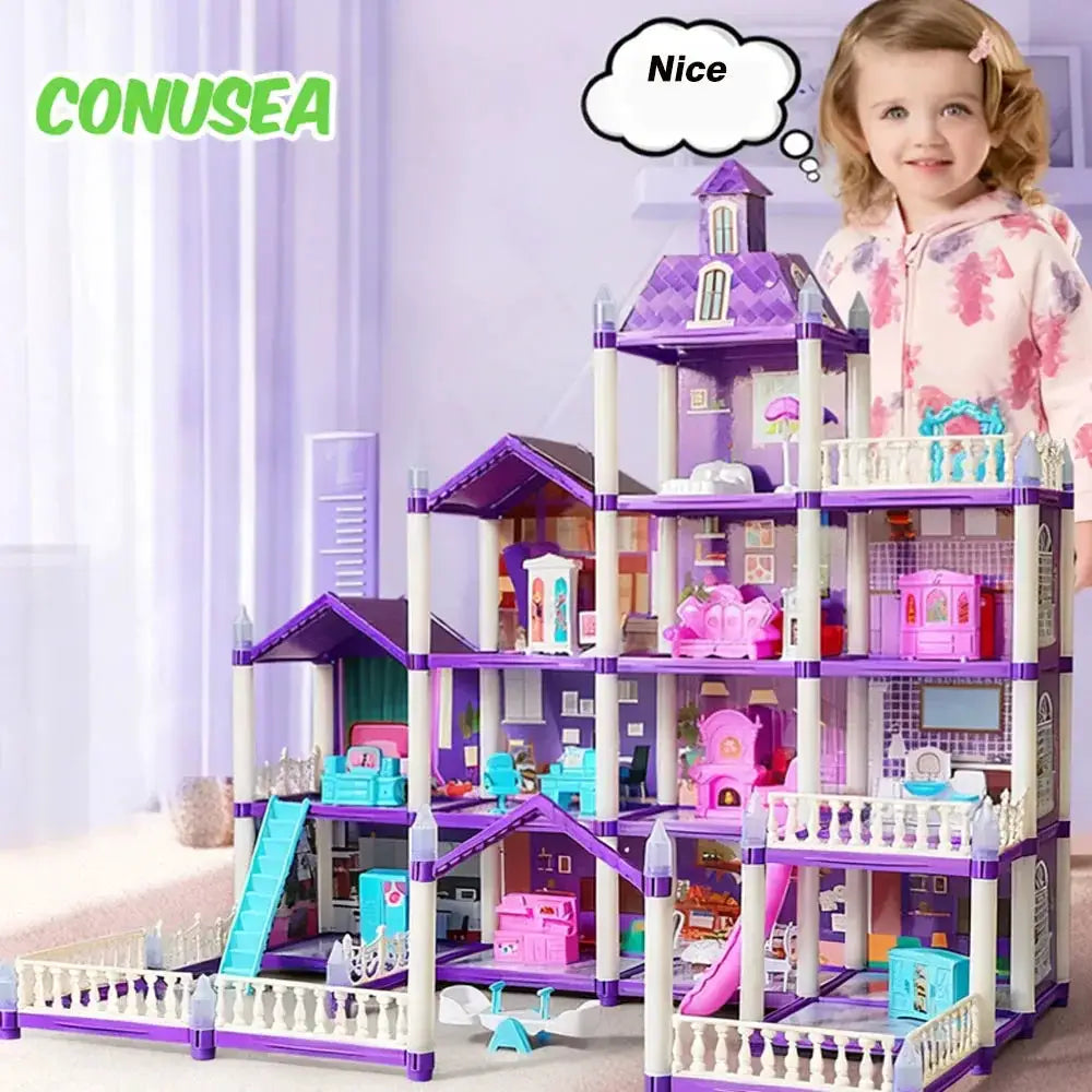 Princess Castle Dollhouse Kit For Girls Large DIY Villa - ToylandEU