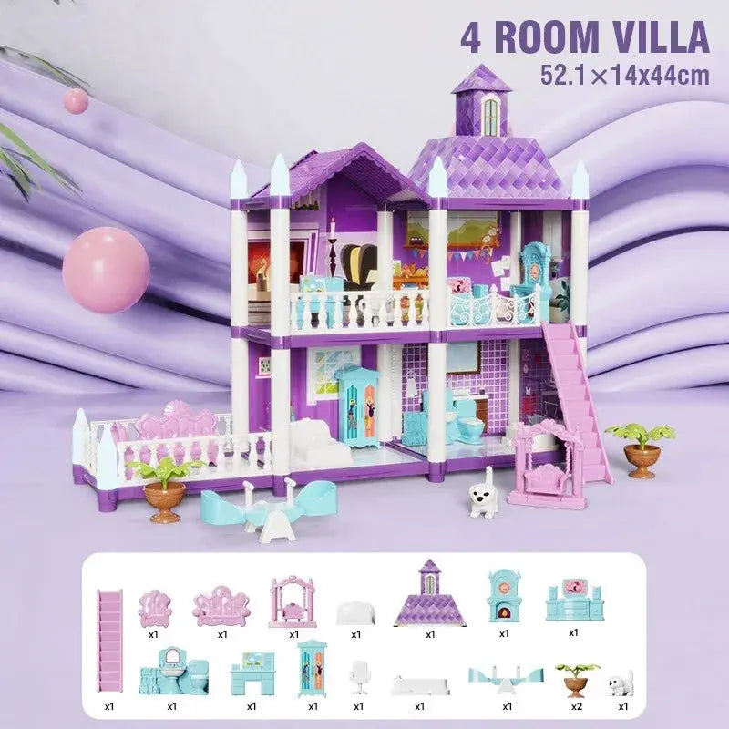 Princess Castle Dollhouse Kit For Girls Large DIY Villa - ToylandEU