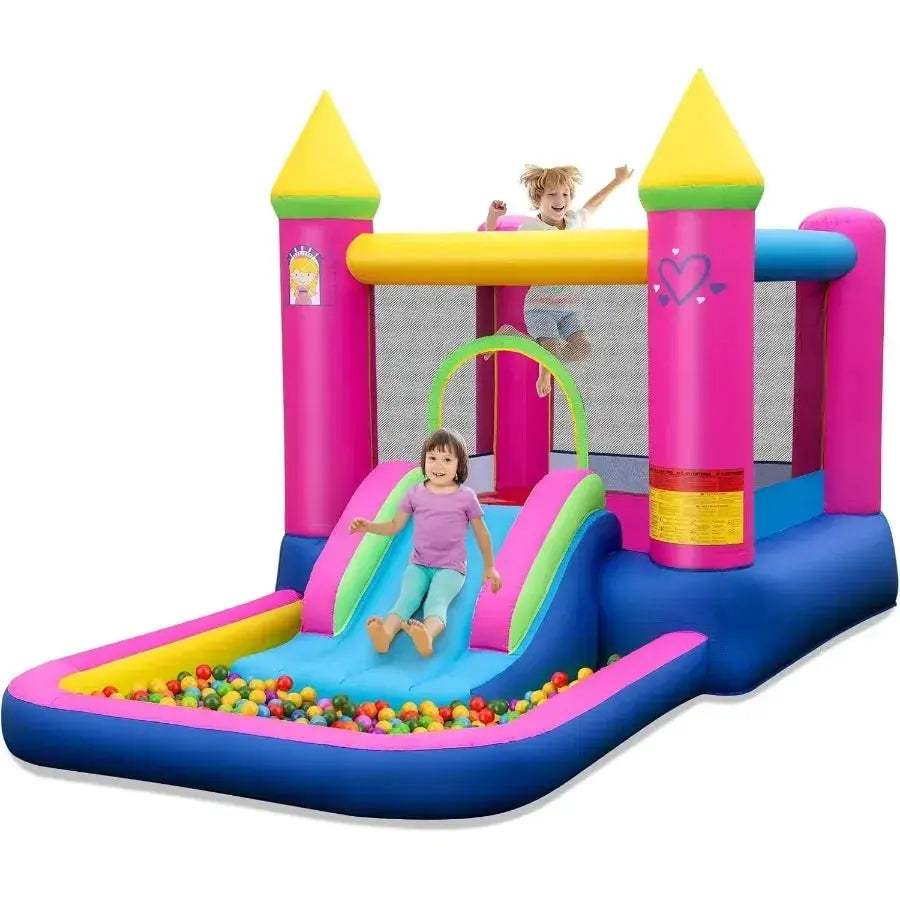 Princess Castle Inflatable Bounce House With Slide And Pool - ToylandEU