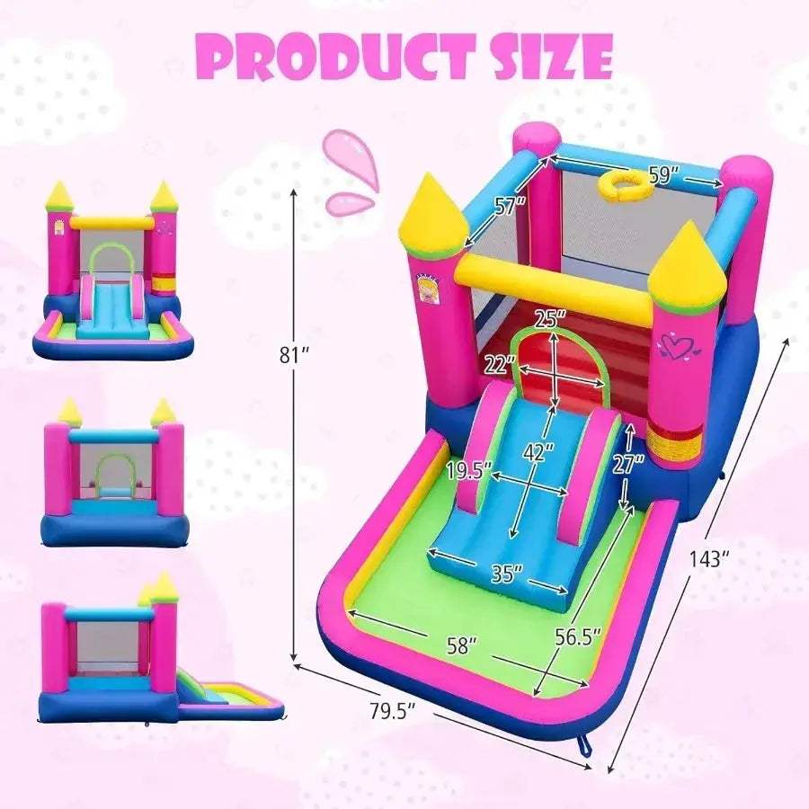 Princess Castle Inflatable Bounce House With Slide And Pool - ToylandEU