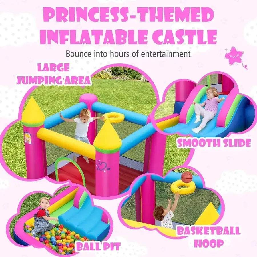 Princess Castle Inflatable Bounce House With Slide And Pool - ToylandEU