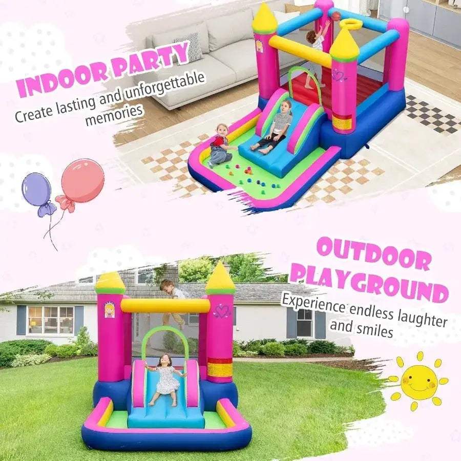 Princess Castle Inflatable Bounce House With Slide And Pool - ToylandEU