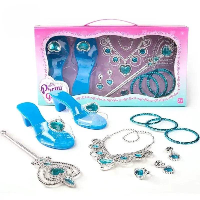 Princess Jewelry Dress Up Set With Crystal Shoes Crown - ToylandEU