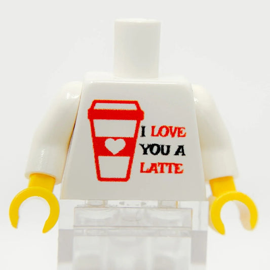 Custom Printed I Love You A Latte LEGO Figure Torso On Authentic LEGO Part For Collectors - ToylandEU