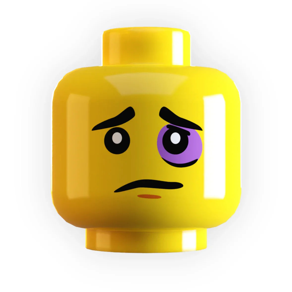 Printed LEGO Figure Head with Black Eye on Authentic LEGO Element, Fade Resistant Printing, B3 Customs - ToylandEU
