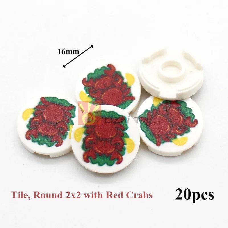 Printed Round 2x2 Tiles | Pizza & Clock Graphics | Toylandeu™
