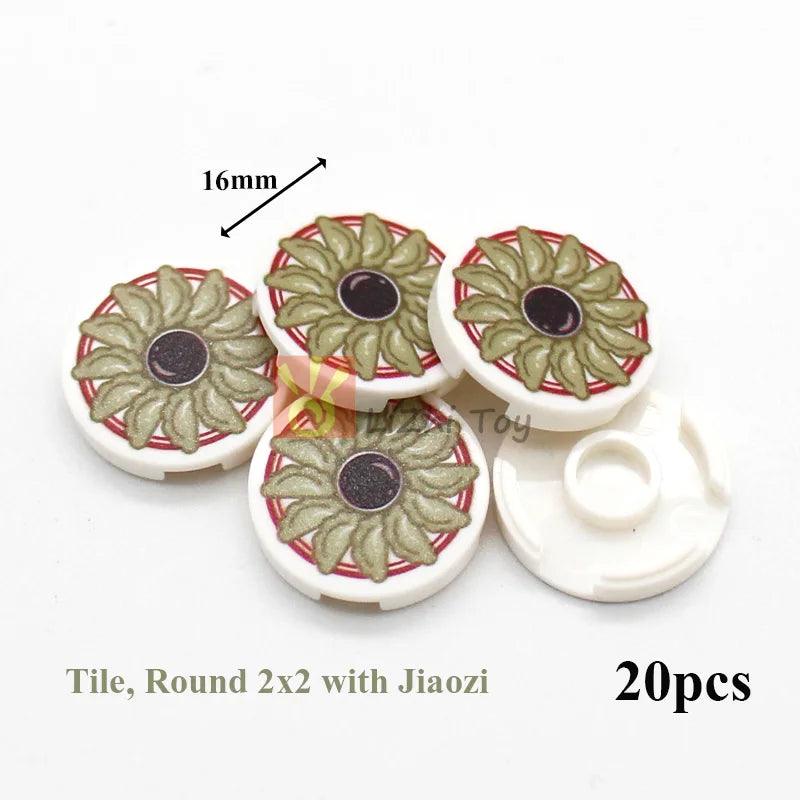 Printed Round 2x2 Tiles | Pizza & Clock Graphics | Toylandeu™