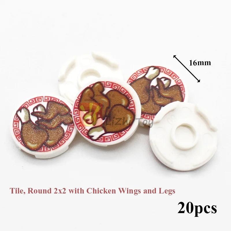 Printed Round 2x2 Tiles | Pizza & Clock Graphics | Toylandeu™