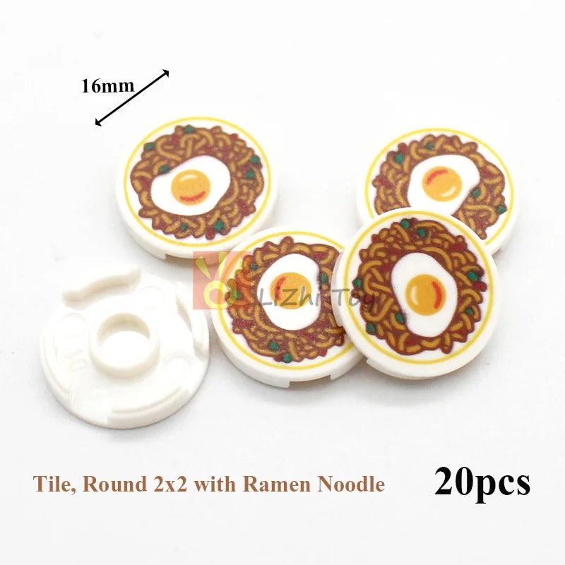 Printed Round 2x2 Tiles | Pizza & Clock Graphics | Toylandeu™
