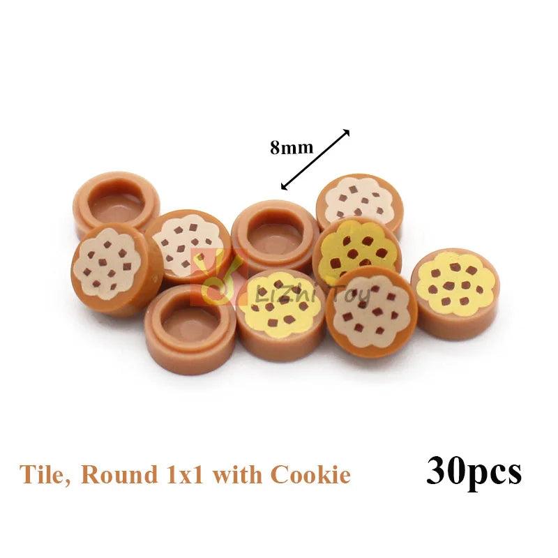 Printed Round 2x2 Tiles | Pizza & Clock Graphics | Toylandeu™
