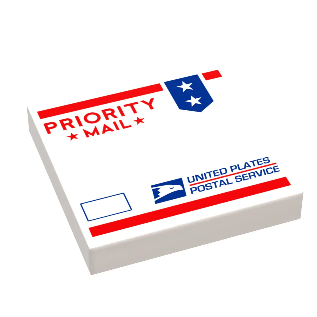 Priority Mail Package, United Plates of America (2x2 Tile) made using LEGO parts - B3 Customs - ToylandEU