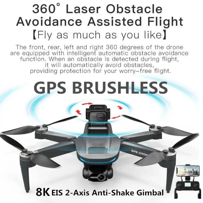 Pro Drone 8K Dual Camera 360 Obstacle Avoidance FPV - ToylandEU