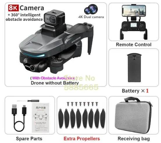 Pro Drone 8K Dual Camera 360 Obstacle Avoidance FPV - ToylandEU