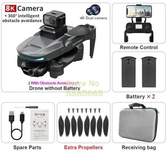 Pro Drone 8K Dual Camera 360 Obstacle Avoidance FPV - ToylandEU