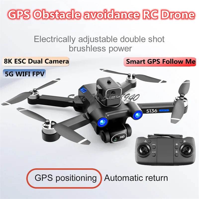 Pro Drone 8K Dual Cameras 360 Obstacle Avoidance Aerial - ToylandEU
