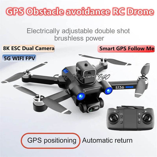 Pro Drone 8K Dual Cameras 360 Obstacle Avoidance Aerial - ToylandEU
