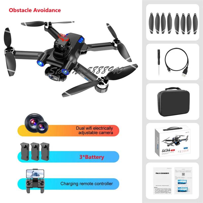 Pro Drone 8K Dual Cameras 360 Obstacle Avoidance Aerial - ToylandEU