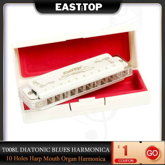Professional Easttop T008L Blues Harmonica in Key of D - 10 Holes - ToylandEU