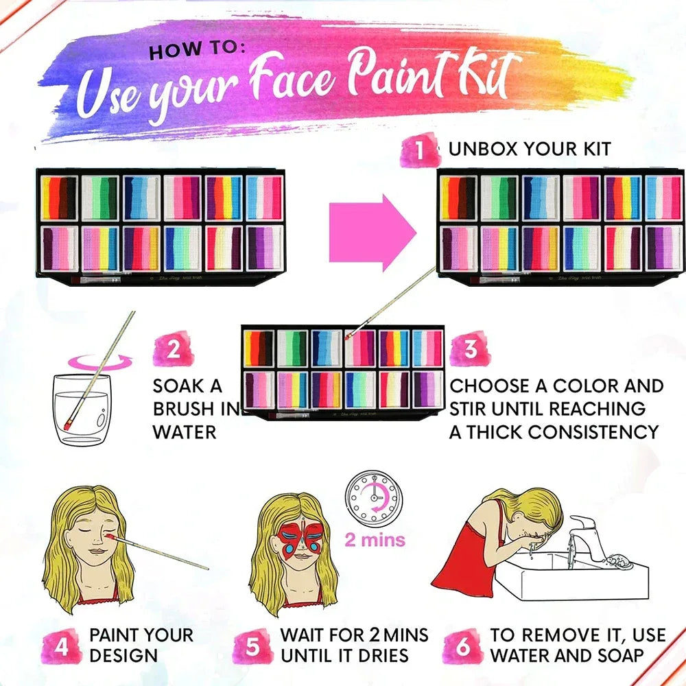 Professional Face Paint Kit Rainbow Colors For All Ages - ToylandEU