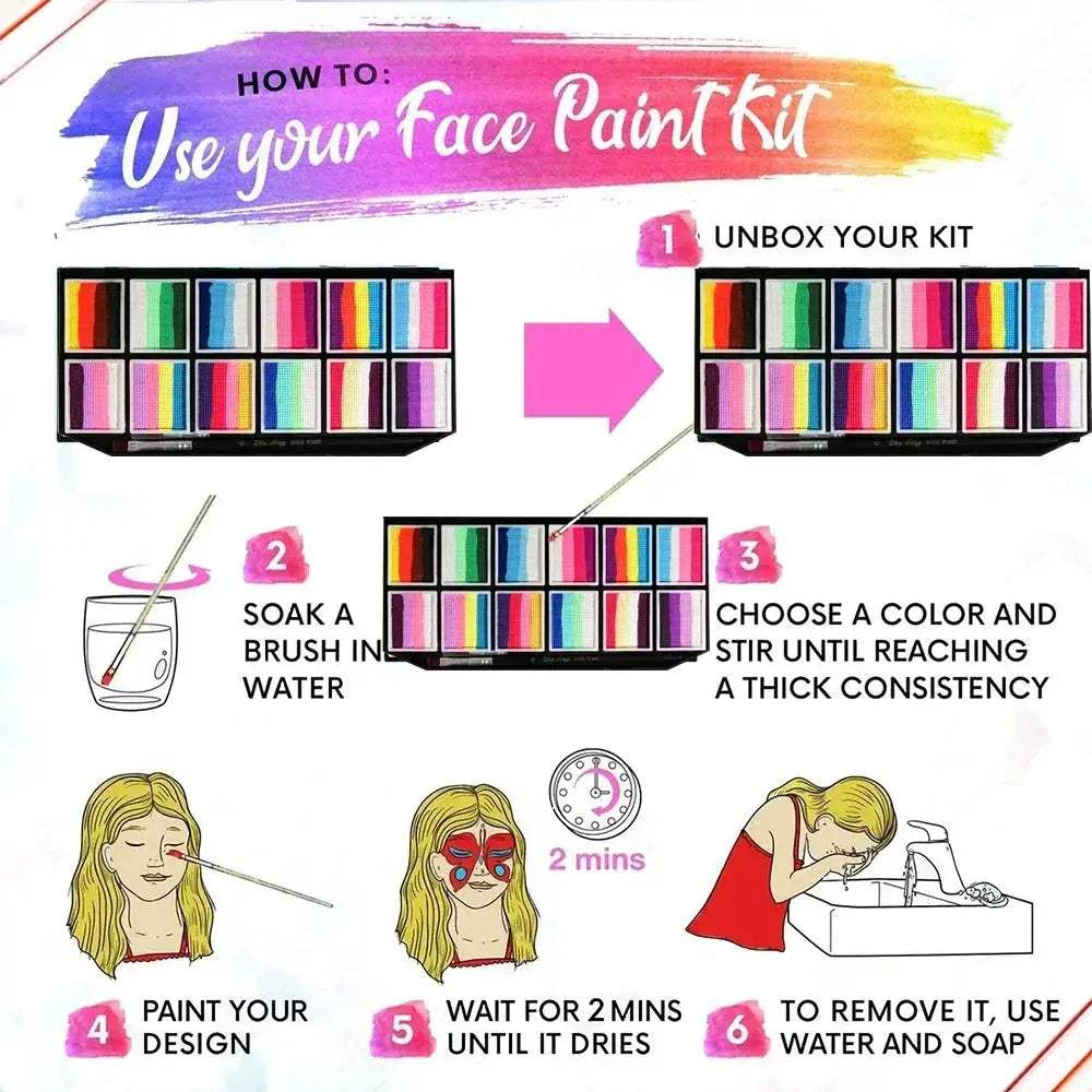  Professional Face Paint Kit Rainbow Colors Non Toxic -  ToylandEU™