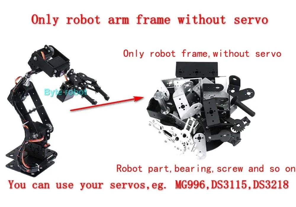 Programmable 6 DOF Robotic Arm Kit For Arduino And Pi - ToylandEU