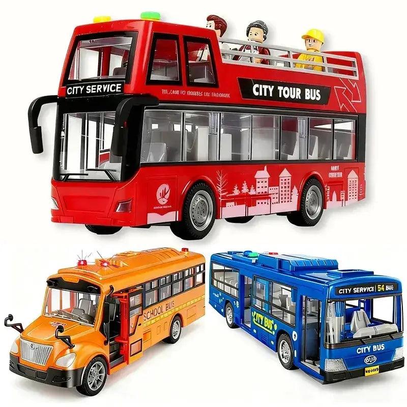  Pull Back Lights School Bus Toy Bright Double Deck -  ToylandEU™