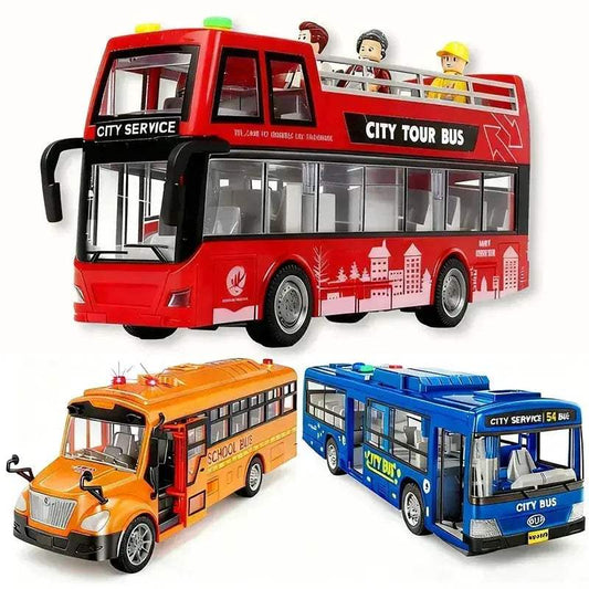  Pull Back Lights School Bus Toy Bright Double Deck -  ToylandEU™