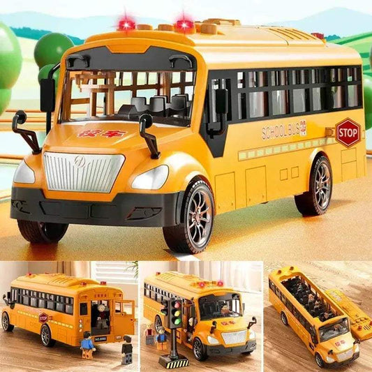  Pull Back Lights School Bus Toy Bright Double Deck -  ToylandEU™